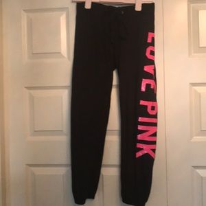 VS PINK Black and Pink Sequin XS Sweatpants